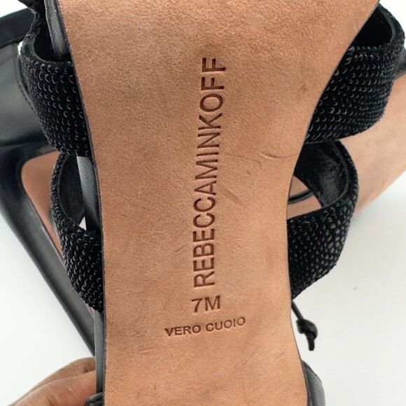 Rebecca Minkoff Black strappy leather heel size 7M, with heel of 4" - Picture 5 of 5